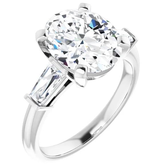 Julietta Three Stone Oval Lab Diamond Engagement Ring 3.50 Carats