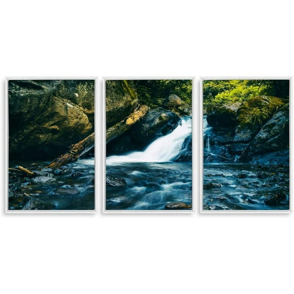IDEA4WALL 3 Piece Framed Canvas Wall Art for Living Room, Bedroom Waterfall in Deep Forest of Croatia Canvas Prints for Modern Home Decoration Ready to Hang