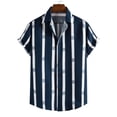 thumbnail image 4 of Chemise Rayée Homme Chemise Rayée à Manches Courtes Décontractée à Revers Cardigan Grande Taille, 4 of 6