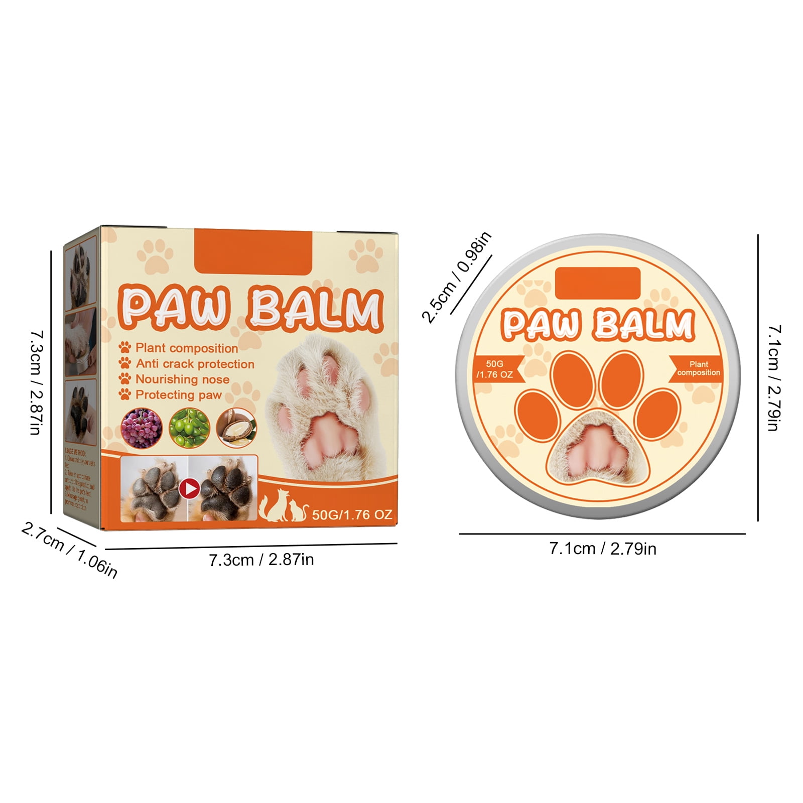 Alvantor Dog Paw Balm Moisturizing Cream for Dogs Cats Cracked Paw Pad Repair Protective Foot Care, 1.69fl.oz