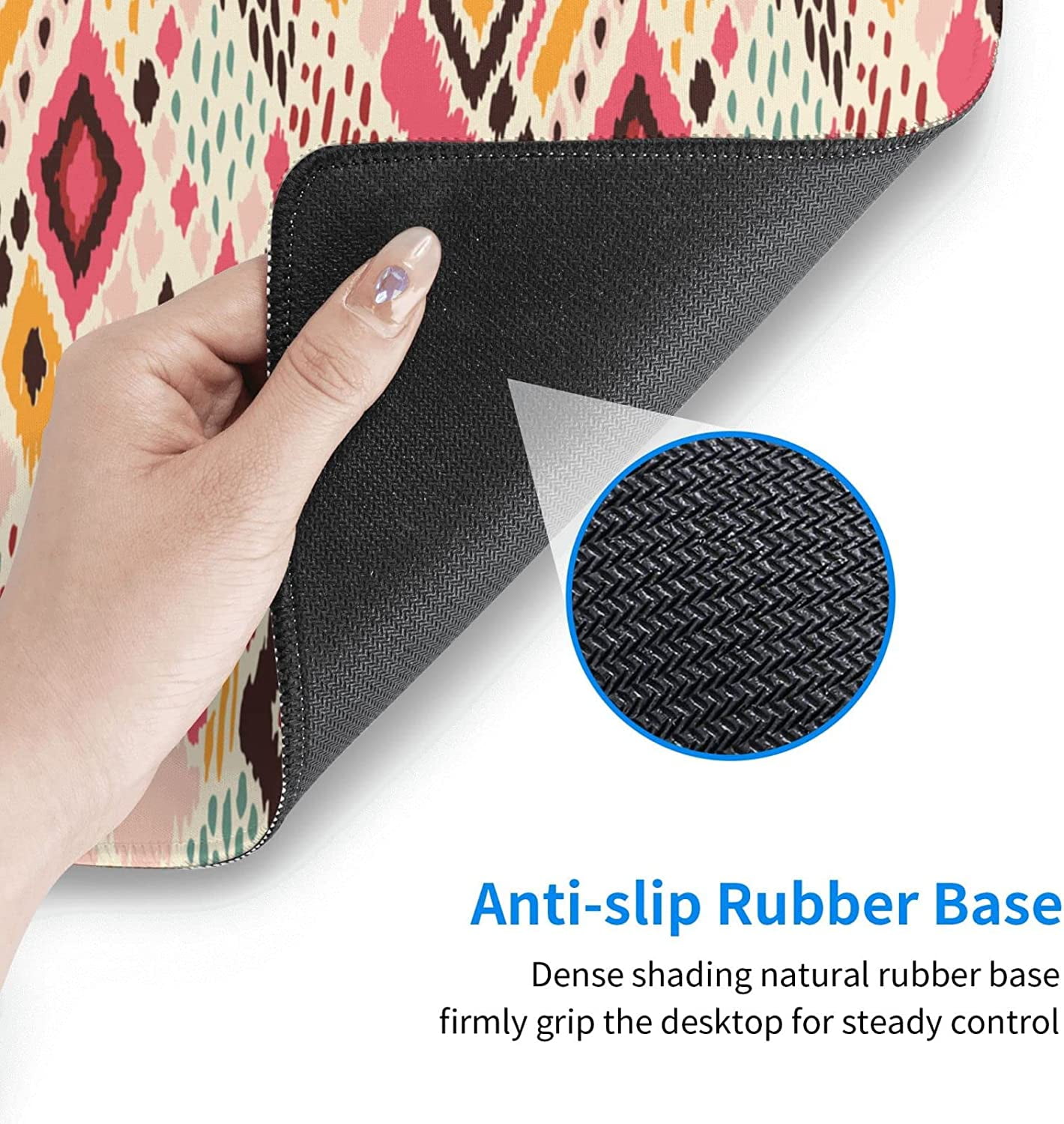 Western Tribal Geometry Gaming Mouse Pad XL, Extended Stitched Edges Mousepad, Large Mouse Mat Desk Pad, Long Non-Slip Rubber Base Mice Pad（31.5x12 Inch）