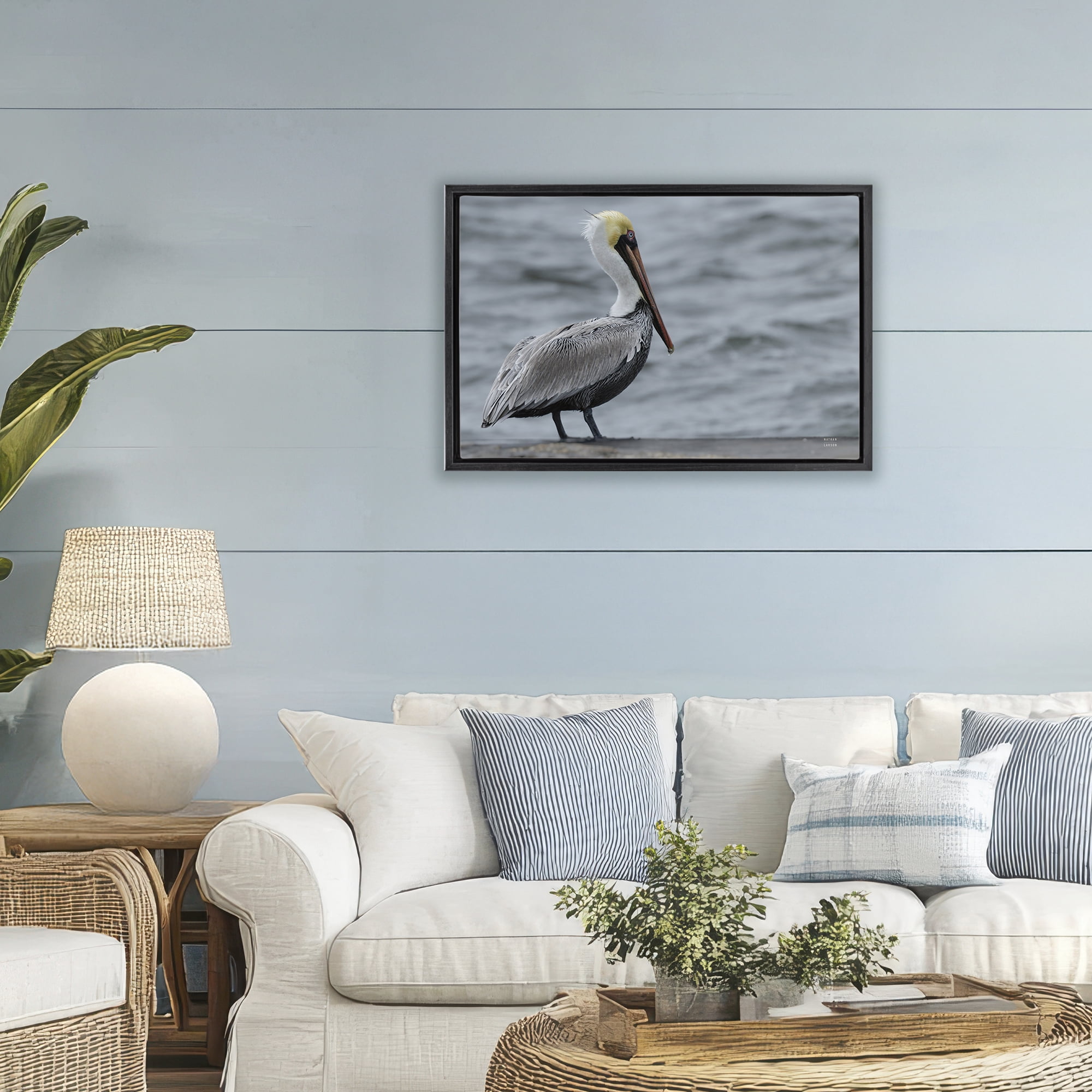 Stupell Industries Pelican Watch Photography Black Framed Floater Canvas Wall Art, design by Nathan Larson