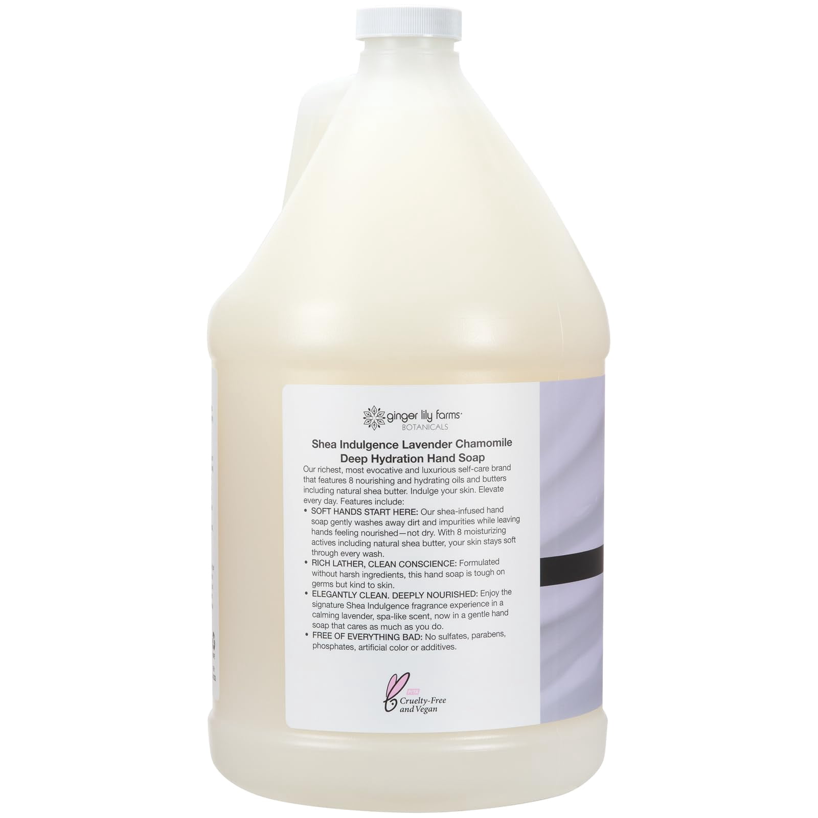 Ginger Lily Farms Botanicals Shea Indulgence Deep Hydration Liquid Hand Soap Refill, 100% Vegan & Cruelty-Free, Lavender Chamomile Scent, 1 Gallon (128 fl oz)