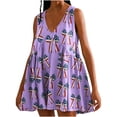 thumbnail image 2 of Viikei Womens Dresses Plus Size Summer,Women's Summer Print Casual Loose Sleevless V-Neck Dress Purple S, 2 of 7