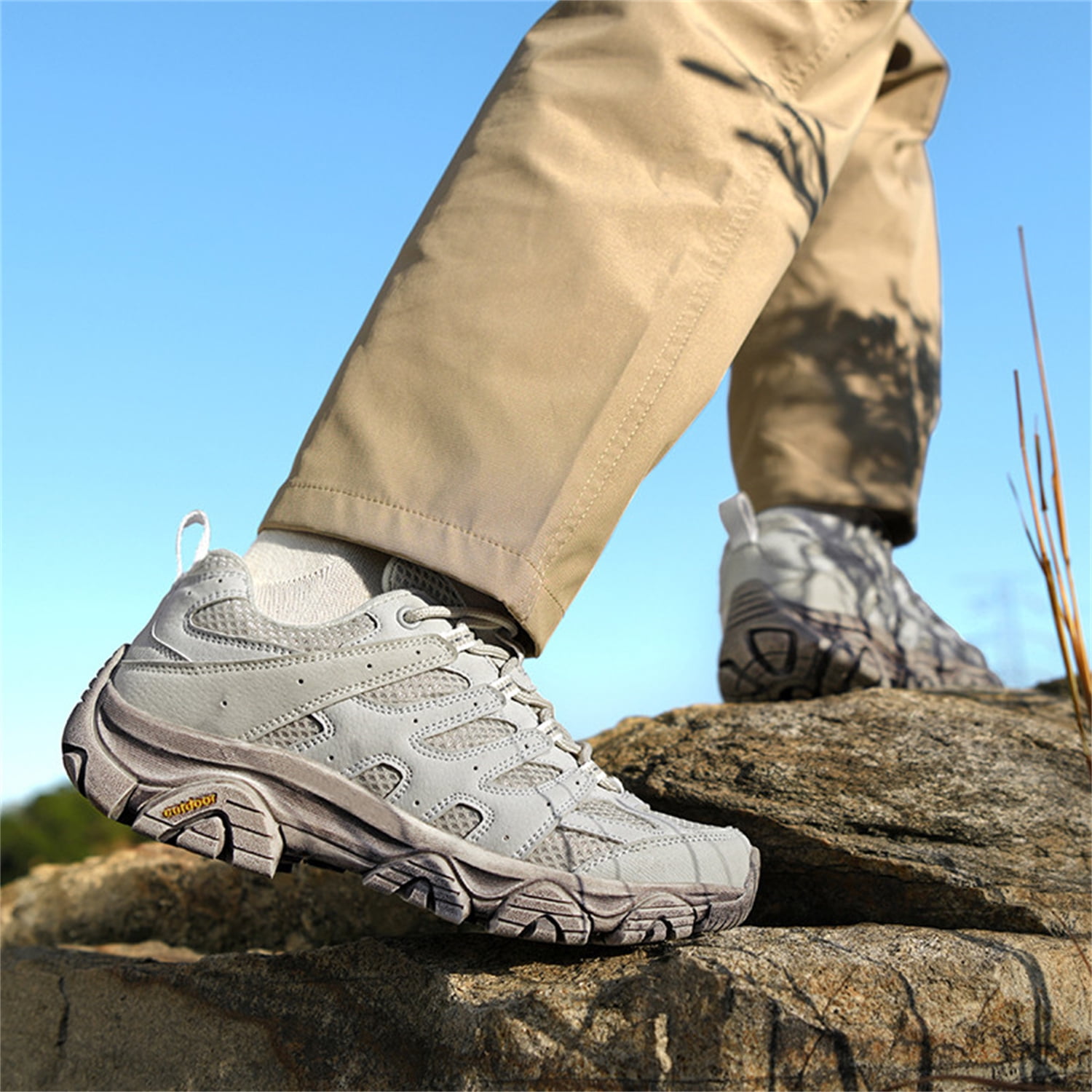 YOURDIARY Mens Gym Shoes Thick Sole Lace-Up Hiking Shoes Sports Running Sneakers