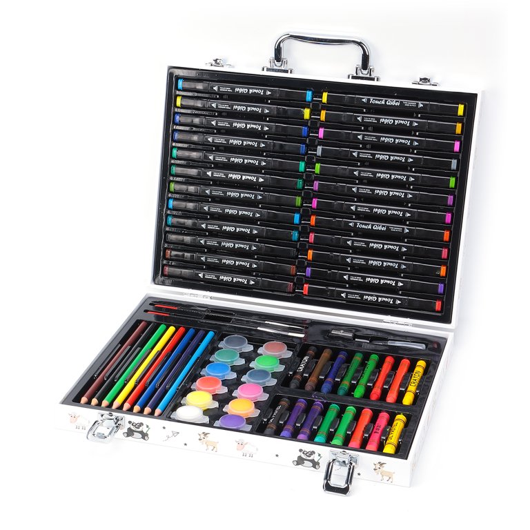 Drawing Art Set Painting Color Artist Kit 142 Pcs Pencil Crayon Marker Wood  Case