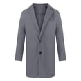 thumbnail image 2 of Men's Winter Mid-length Suit Collar Single-breasted Fashion Solid Color Coat Jacket, 2 of 8