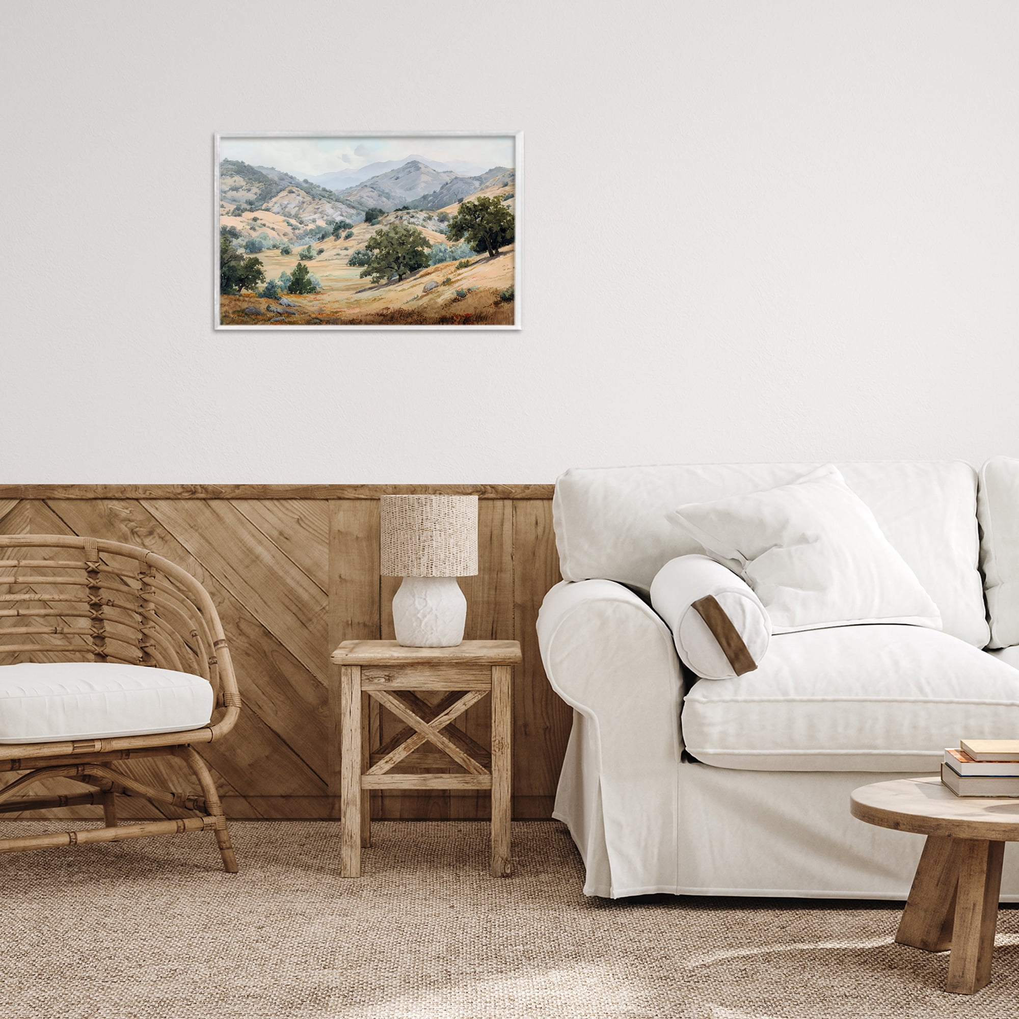 Stupell Industries Mountains and Trees Valley View White Framed Giclee Art, design by Petal Prints Design