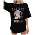 thumbnail image 3 of LINGLANG Womens Tops Trendy Country Music Graphic Tee Casual Denim Western Short Sleeve T Shirt Top Under $5, 3 of 6