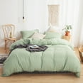 Move Over Green Duvet Cover Set Queen Sage Green Bedding Sets Pom Poms