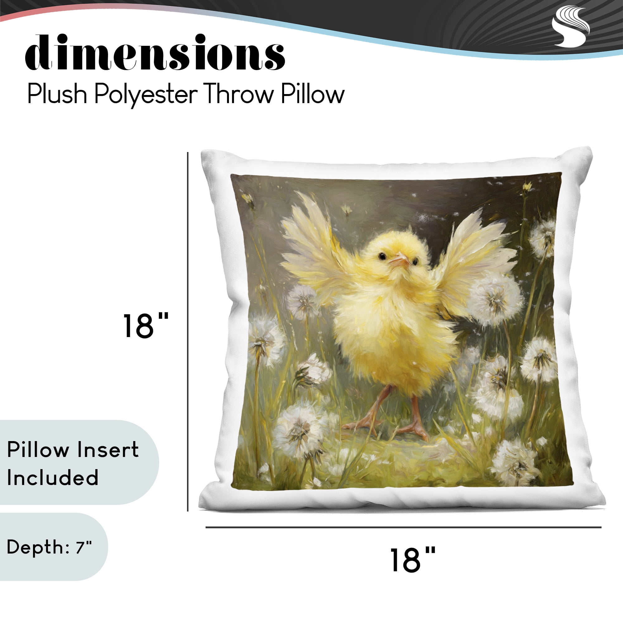 Stupell Industries Free As A Peep Chick Decorative Printed Throw Pillow, design by Tina LeCour, 18 x 7 x 18