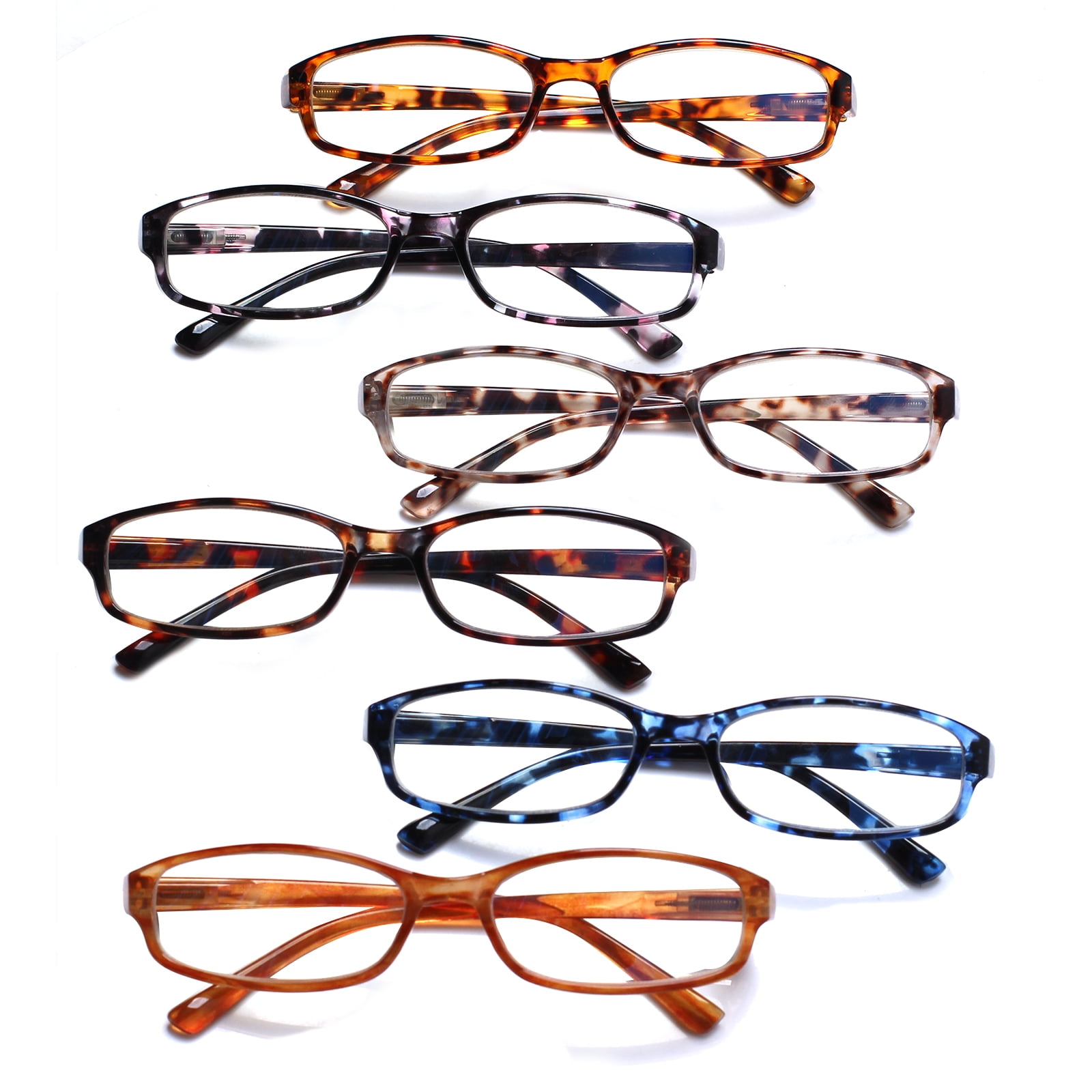 BONCAMOR 6 Pack Fashion Printed Women's Reading Glasses with Blue Light