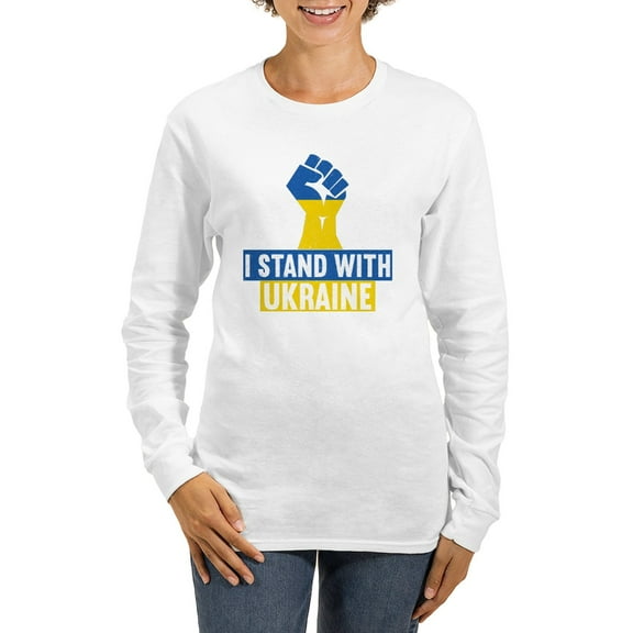 CafePress - I Stand With Ukraine Long Sleeve T Shirt - Women's Long Sleeve Graphic Casual T-Shirt