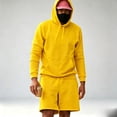 thumbnail image 4 of LEKWK Men Outfit 2 Piece Set Oversized Fall Athletic Long Sleeve Hoodies with Pockets Casual Wide Leg Sweatshorts Lounge Gym Workout Hooded Tracksuit, 4 of 5