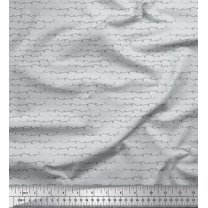 Soimoi Georgette Viscose Fabric Hand Drawn Curve Shirting Printed Craft Fabric by The Yard 42 Inch Wide