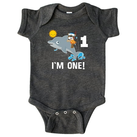 

Inktastic First Birthday 1 Year Old Dolphin Gift Baby Boy or Baby Girl Bodysuit