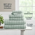 thumbnail image 4 of Mainstays Performance Cotton 6-Piece Bath Towel Set, Super Soft Quick Dry Fade Resistant, Textured Light Green, 4 of 9