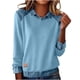 thumbnail image 3 of RKSTN Sweatshirt for Women Oversized Lapel Denim Patchwork Stitching Sweatshirt Womens Casual Solid Plus Size Turndown Collared Loose Comfy Trendy Retro Streetwear Long Sleeve T Shirts, 3 of 10