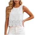 thumbnail image 2 of Harpily Sleeveless Womens Tank Tops Round Neck Hollow Embroidery Loose Relaxed Fit Breathable Summer Travel Vacation Casual Blouse, 2 of 4