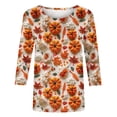 thumbnail image 5 of VKOYWKM Happy Thanksgiving Shirts for Women 3/4 Length Sleeve Womens Tops Pumpkin Graphic Tees Holiday Crew Neck Thankful Blessed T-Shirts Blouses, 5 of 5