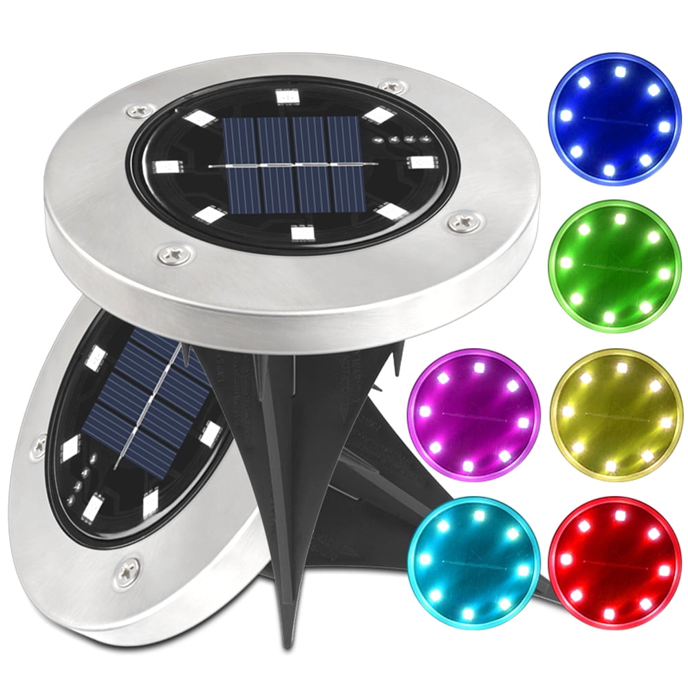 2pcs/pack 8 LED Solar Power In-ground Lamp Buried Light Outdoor Way Garden Decking Underground Lamps Colorful Decoration Images 2pcs/pack 8 LED Solar Power In-ground Lamp Buried Light Outdoor Way Garden Decking Underground Lamps Colorful Decoration