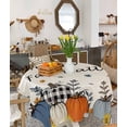 thumbnail image 4 of Checkered Blue Pumpkin Square/Round Tablecloths 60x60,Thanksgiving Eucalyptus Maple Leaves Table Cloth Table Cover Indoor/Outdoor Tabletop Decor for Wedding Holiday Party Dinner Baby Shower, 4 of 7