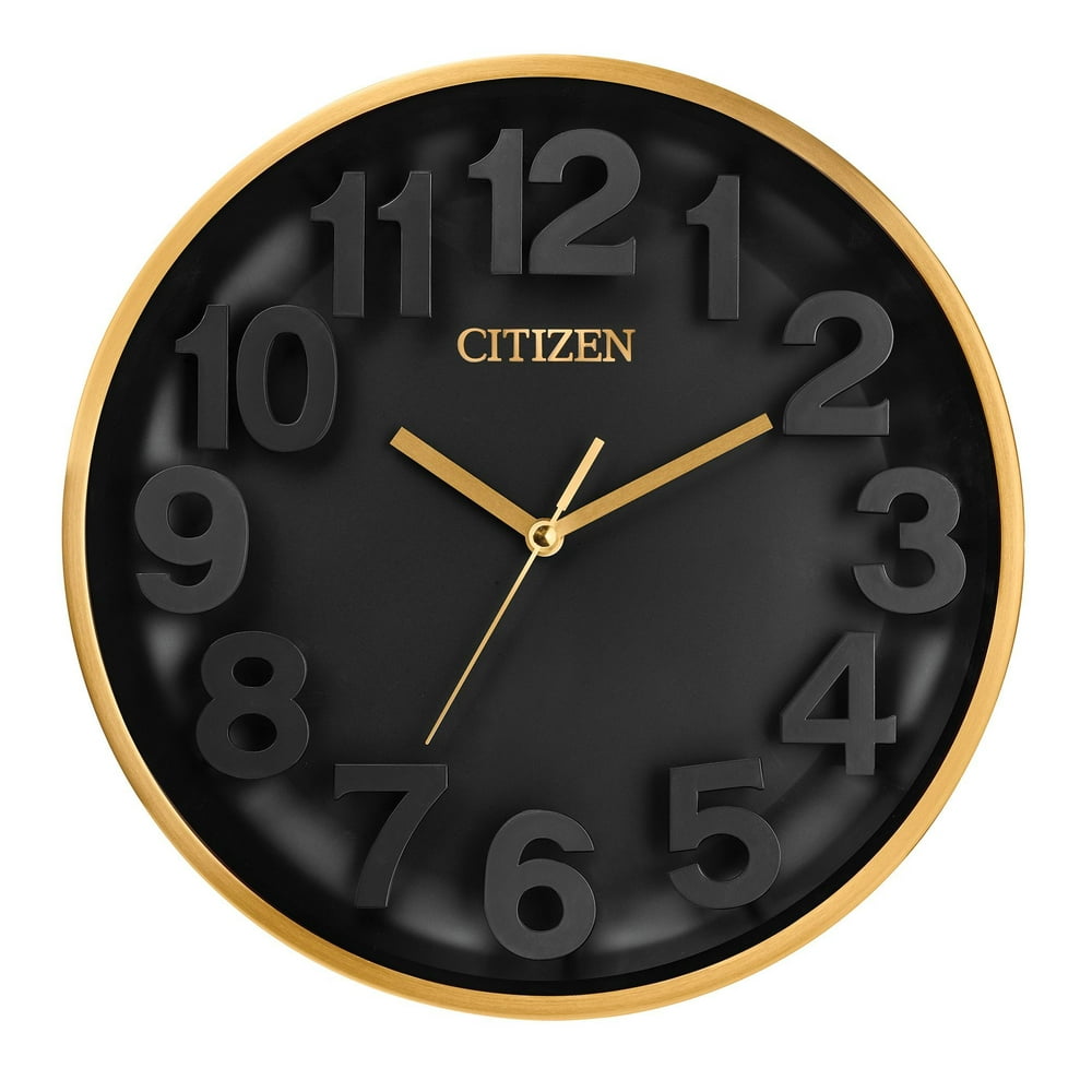 Citizen CC2025 Gallery Wall Clock, Black, Gold