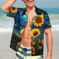 thumbnail image 7 of Fuzoiu Vintage Starry Sky Sunflower Print Hawaiian Shirt for Men, Summer Beach Casual Short Sleeve Button Down Shirts, Men’s Beach Summer Shirts with Pocket,Large, 7 of 7