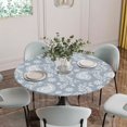 thumbnail image 5 of Blue Paisley Round Tablecloth for 36-44 Inch Tables,Fitted Table Cover with Elastic Edge,Ethnic Vintage Floral Botanical Abstract Waterproof Outdoor Table Cloth Protector for Patio Garden Dinner, 5 of 9
