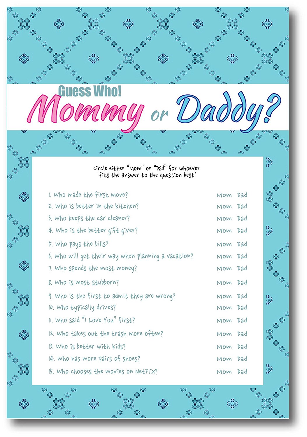 Image Of Baby Shower Games Questions For Mom And Dad Printable Baby
