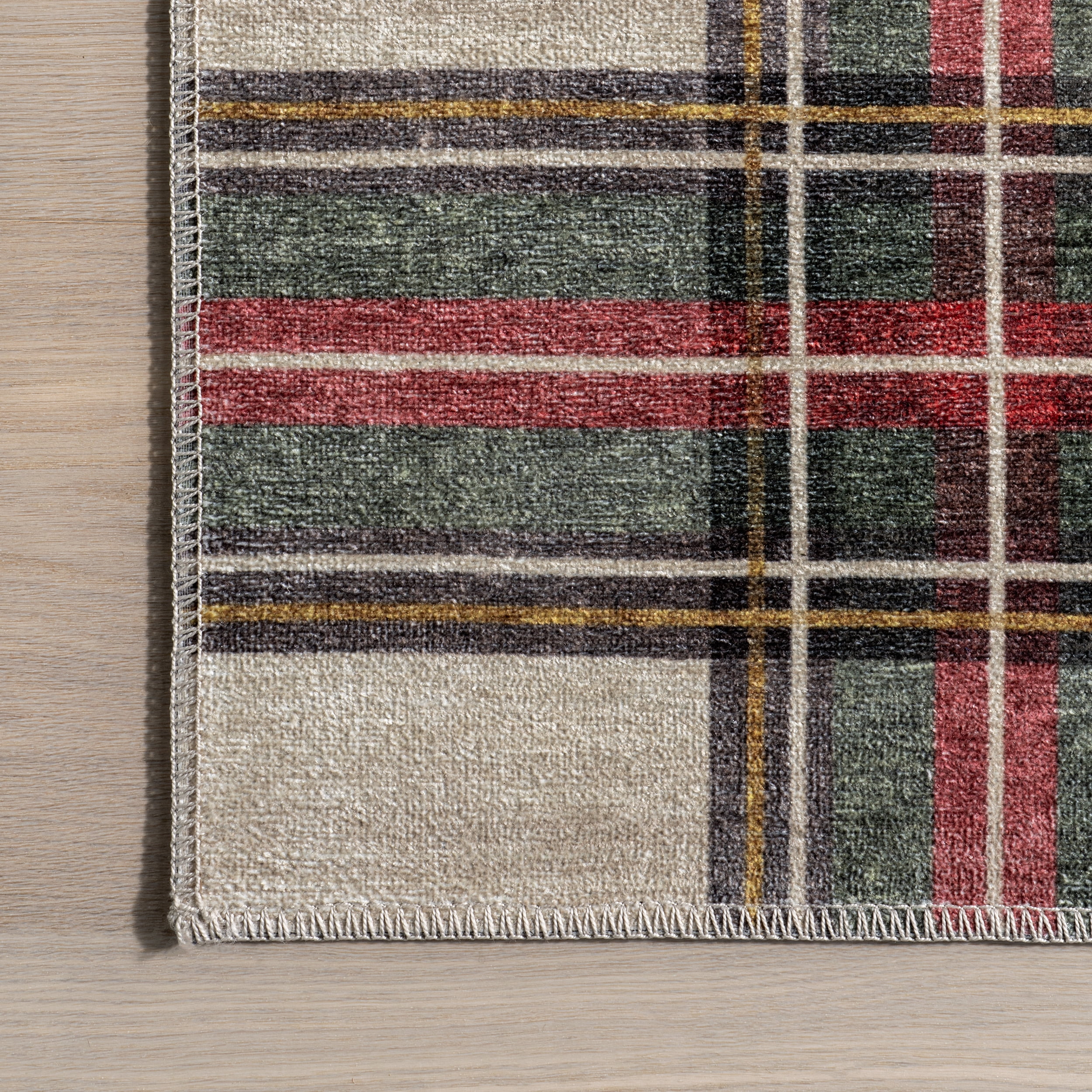 nuLOOM Aiken Classic Tartan Plaid Machine Washable Area Rug, 4' x 6', Beige