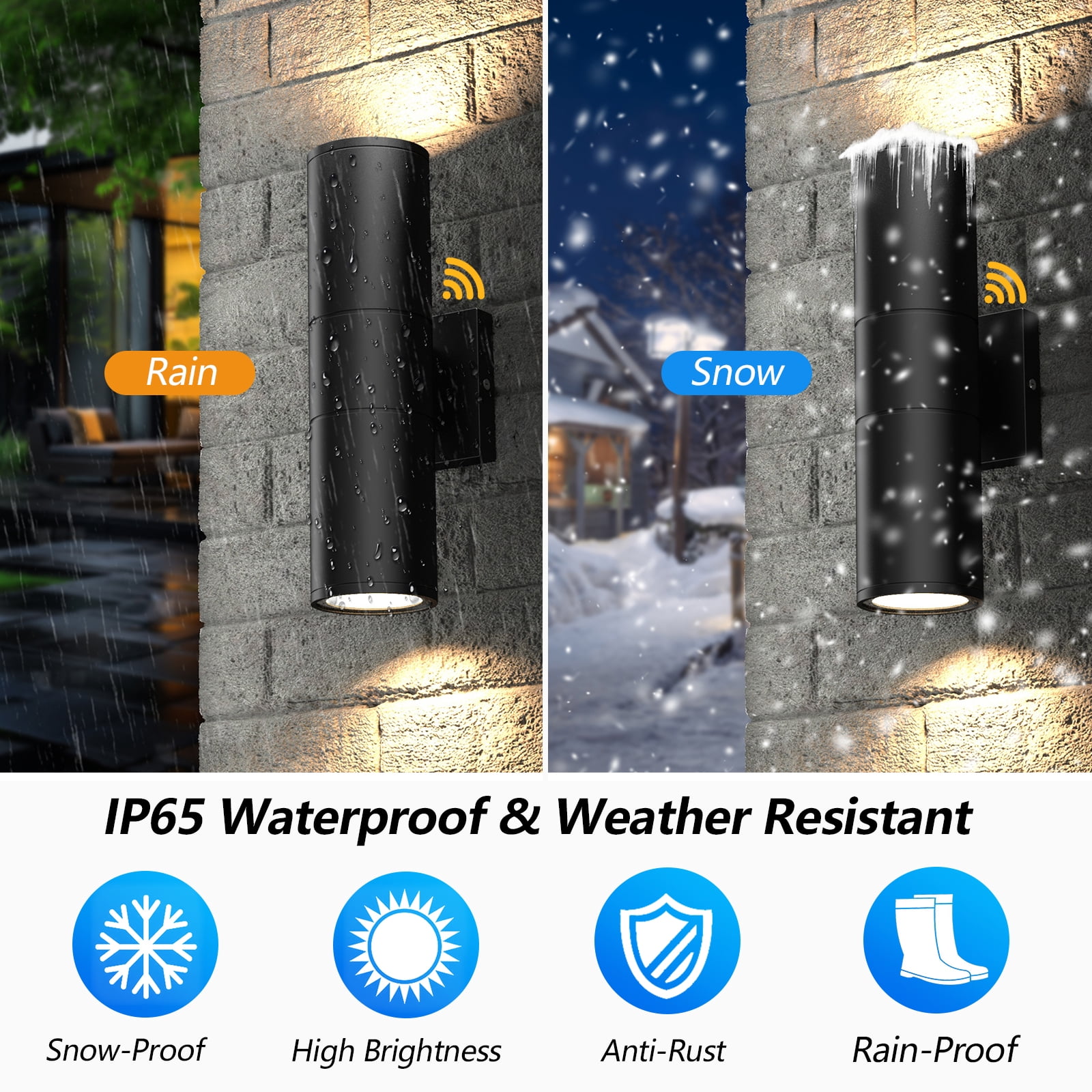 GEYANG Dusk to Dawn Outdoor Wall Lights , Integrated LED Cylinder Up Down 12W 2700K Modern Aluminum Light, Waterproof Exterior Light for Porch Patio Door