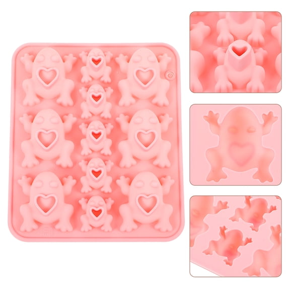 Raindrops Frog Shape Silicone Mold 2Pcs for Chocolate Molds Shapes and DIY Craft Pink 15.2x12.7x2.2in