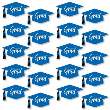 Big Dot of Happiness Blue Graduation Hat Decorations - DIY Large Party Essentials - 20 Count