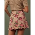 thumbnail image 4 of Womens Apricot Floral Print High-Waist Scalloped Button-Front A-Line Denim, 4 of 29