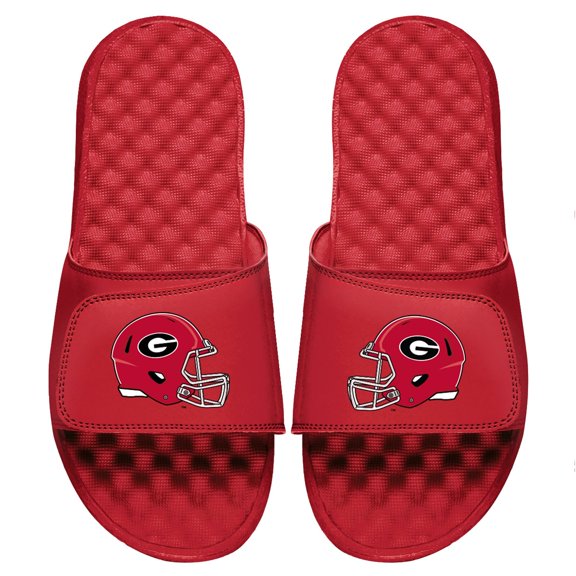 Men's ISlide Red Georgia Bulldogs Helmet Logo Slide Sandals