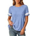 thumbnail image 2 of TGSLY Women's Eyelet Lace Trim Linen Tops Lightweight Crew Neck Solid Color Cotton Blouses Relaxed Dressy Casual Short Sleeve T-Shirts XXL, 2 of 7