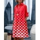 thumbnail image 3 of Vestido camisero Zhyaj para mujer, manga larga, con botones, rojo, 3 of 6