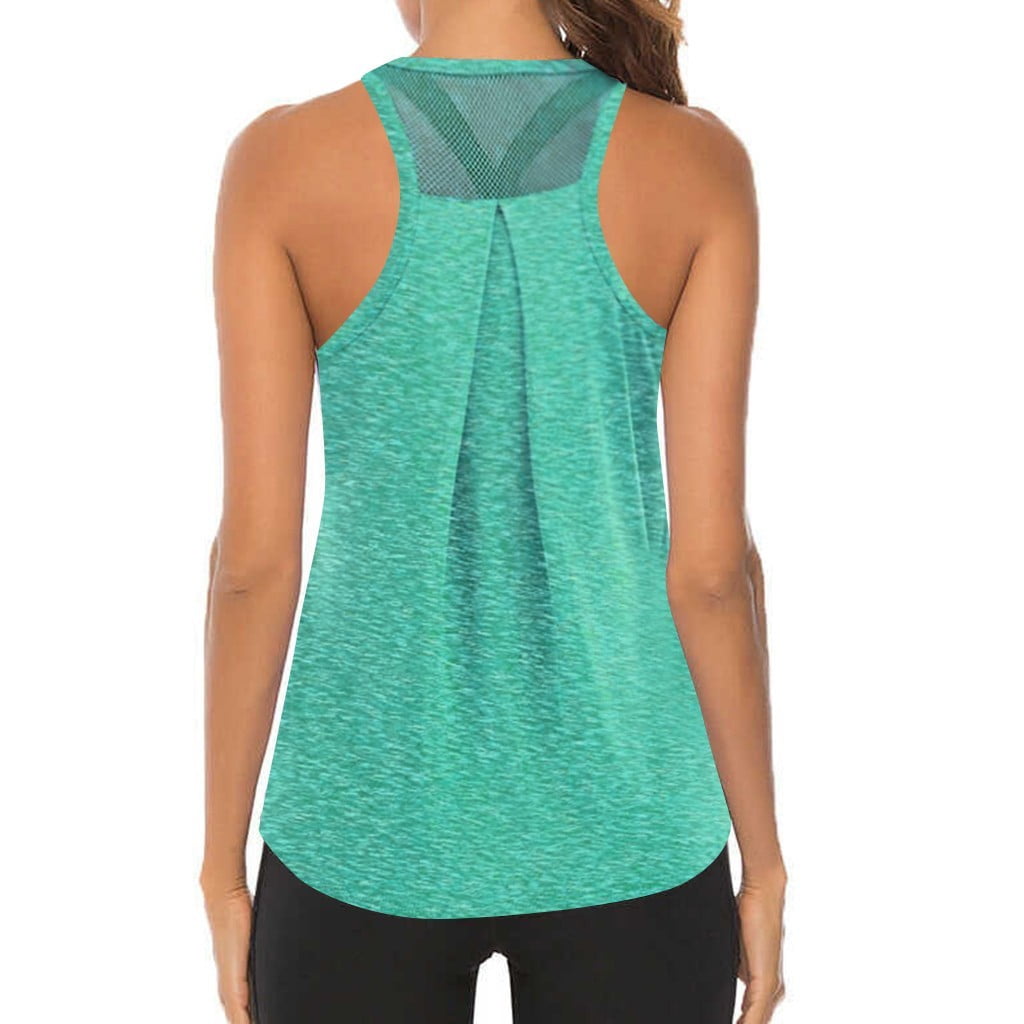Women Workout Tops Mesh Racerback Tank Yoga Shirts Gym Clothes