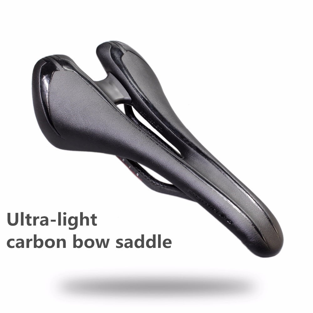 Carbon Fiber Road Bike Saddle Cushion Lightweight Comfortable Bicycle seat with PU Leather Cover for Road Bike and Mountain Bike 