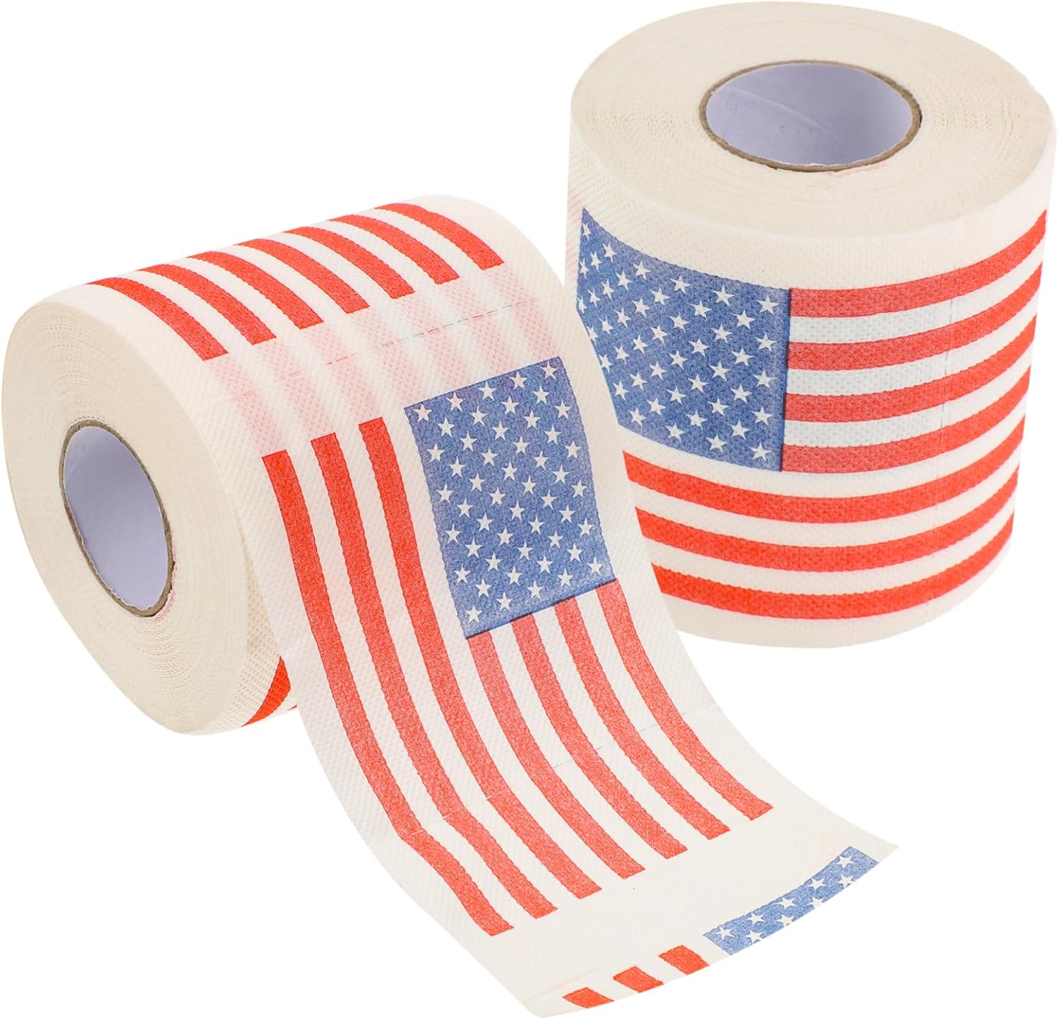 Healeved 2 Rolls American Flag Toilet Paper Funny Toilet Paper USA Flags Bathroom Printed Toilet Paper Household Independence Day, 10.00X10.00X10.00CM