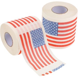 Healeved 2 Rolls American Flag Toilet Paper Funny Toilet Paper USA Flags Bathroom Printed Toilet Paper Household Independence Day, 10.00X10.00X10.00CM