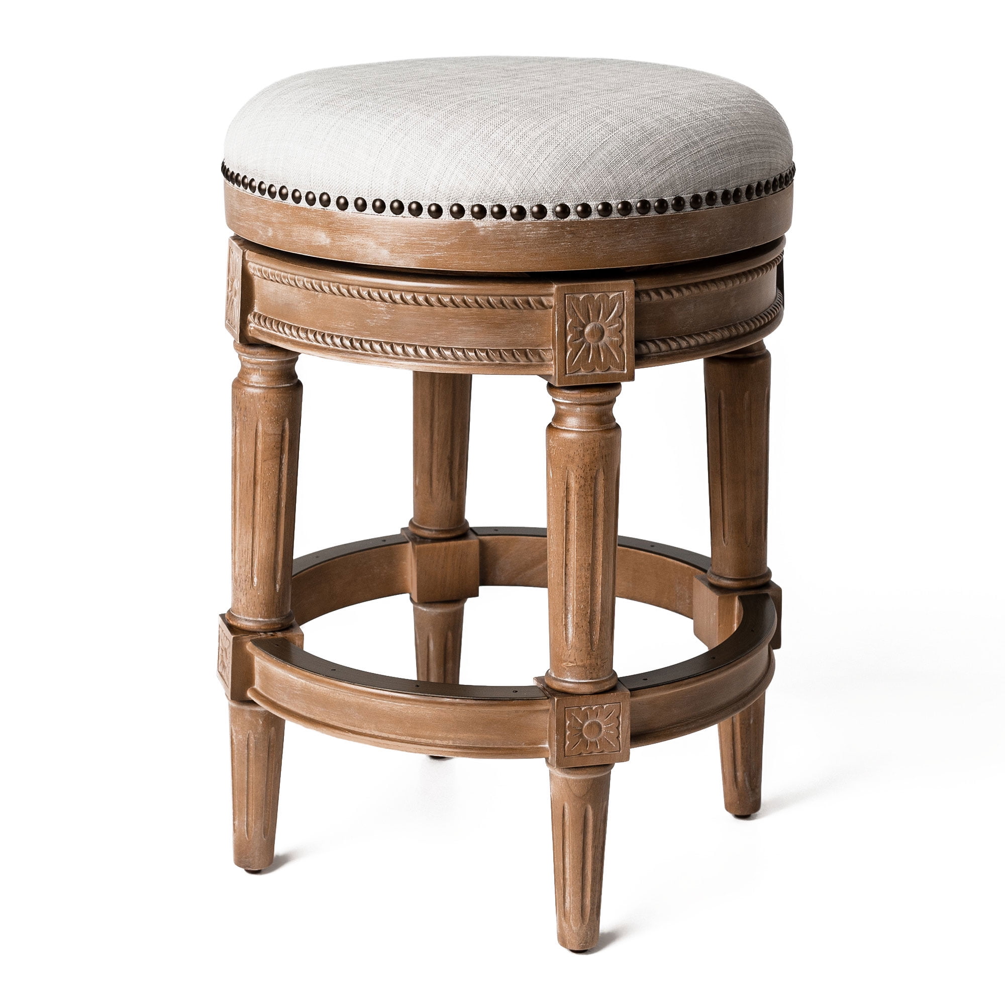 Maven Lane Pullman Swivel Kitchen Counter Stool 25"H, Weathered Oak
