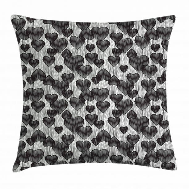 Romantic Throw Pillow Cushion Cover Gothic Hearts Tattoo Style Valentine S Love Graffiti Grunge Illustration Decorative Square Accent Pillow Case 24 X 24 Inches Pale Grey Black By Ambesonne Walmart Com Walmart Com
