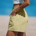 thumbnail image 4 of aidice Womens Cotton Linen Shorts Elastic High Waisted Lightweight Shorts Summer Casual Solid Basic Shorts with Pockets, 4 of 9