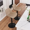 thumbnail image 5 of YOUNIKE Upholstered Bar Stools Set of 2 PU Leather Adjustable Counter Bar Stools with Back, Khaki, 5 of 6