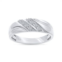 AFFY 0.25CT Round Moissanite Diamond Double Row Mens Wedding Band Ring 14K White Gold over Sterling Silver-9