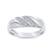 AFFY 0.25CT Round Moissanite Diamond Double Row Mens Wedding Band Ring 14K White Gold over Sterling Silver-10