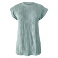 thumbnail image 4 of Tiqkatyck Women Summer Tops, Women's Fashion Short Sleeve Solid Color Round Neck Loose T Shirts, Shirts for Women Green L, 4 of 6