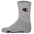 thumbnail image 5 of Champion Children's Socks, 3-Pack - Crew Socks, Solid Colour Black/Grey/White 27-30, 5 of 7
